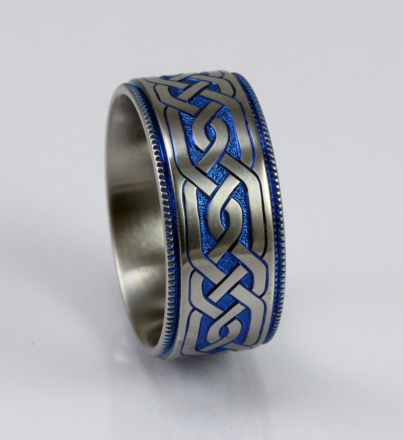 Hand Engraved Celtic Ring Titanium
