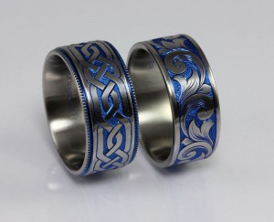 Hand Engraved Titanium Rings
