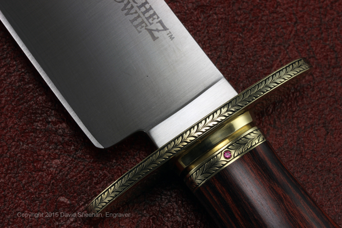 Hand engraved Cold Steel Natchez Bowie Knife