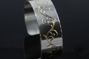 Flare Cut Bracelet / Sterling Silver / Hand Engraved